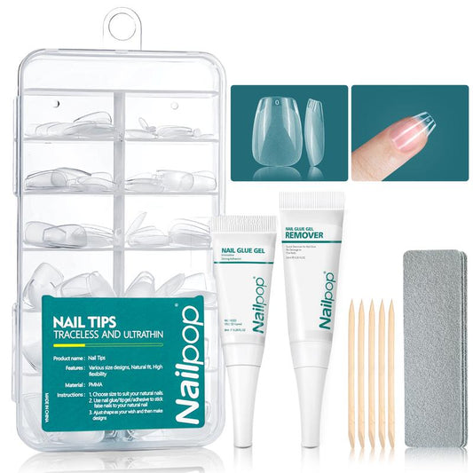 Handmade 120Pcs Half Matte Short Coffin Gel Nail Tips Kit Solid Nails Glue & Press on Nails Set with Square Pattern for Fingers