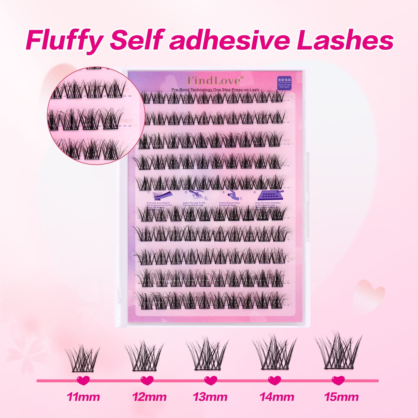 High Quality 5D Fluffy Self-Adhesive DIY Eyelashes Mixed Length False Glue Free Handmade Natural Style Pre-Bond Tweezer Set