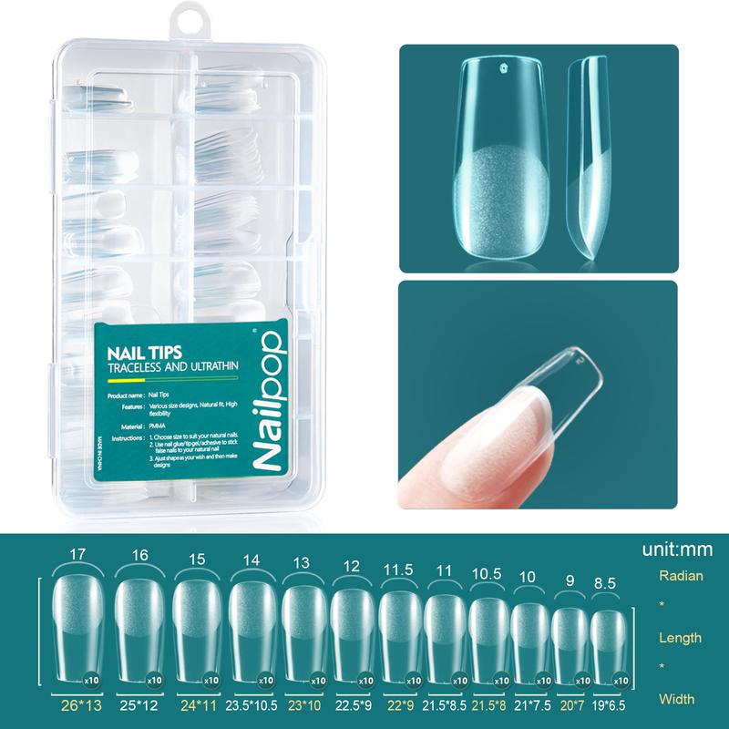 Nailpop 120pcs Gel Soft DIY Artificial Fingernails Long/Medium/Short Capsule Fake Nails Beginner-Friendly Soak off Extensions