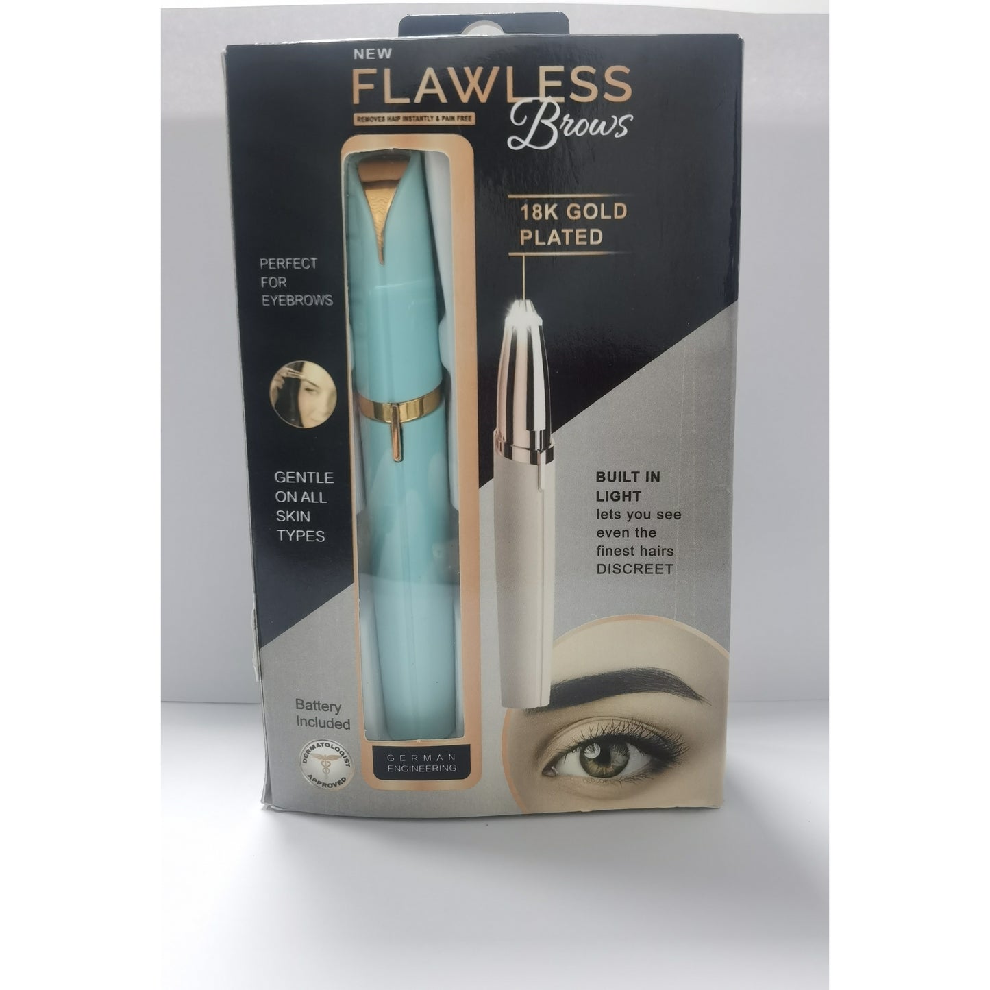 FCJ Mini Electric Eyebrow Trimmer and Lipstick Brows Pen Painless Razor Epilator with LED Light for Makeup