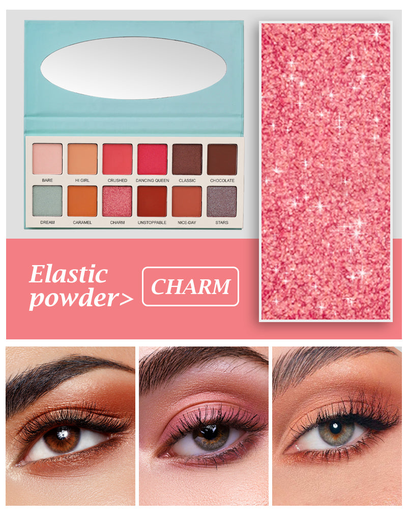 Las Chicas High Pigment Silky Smooth Paraben Free Vegan Cruelty Free Creamy 12 Color Eyeshadow Palette Makeup Palette