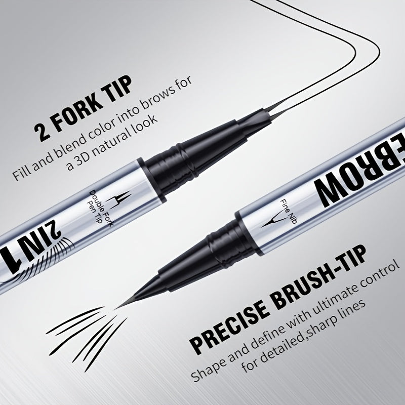 2-in-1 Waterproof Eyebrow Pencil,Waterproof Natural Eye Brow Pencils for Women, Non Dry Out and Last All Day