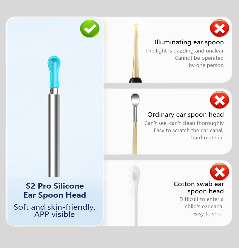 Smart Visual Ear Spoons Endoscope Tweezers Cleaner with Camera Otoscope Health Care Ear Cleaner 1296P Ultra HD Earwax Removal