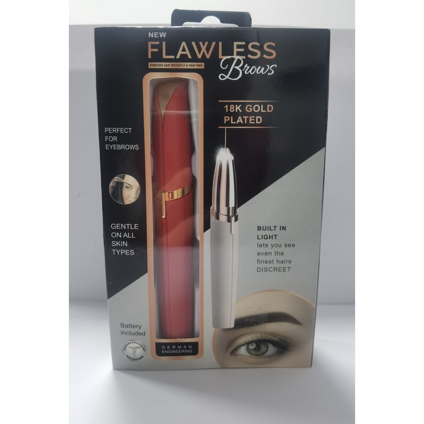 FCJ Mini Electric Eyebrow Trimmer and Lipstick Brows Pen Painless Razor Epilator with LED Light for Makeup