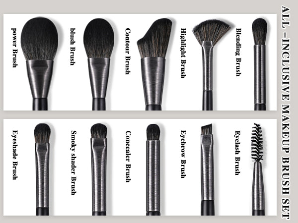 BEILI 10pcs Professional Wholesale Rose Silver Tube Synthetic Hair Vegan Luxury Makeup Brushes Set Contour Blush Brush Set