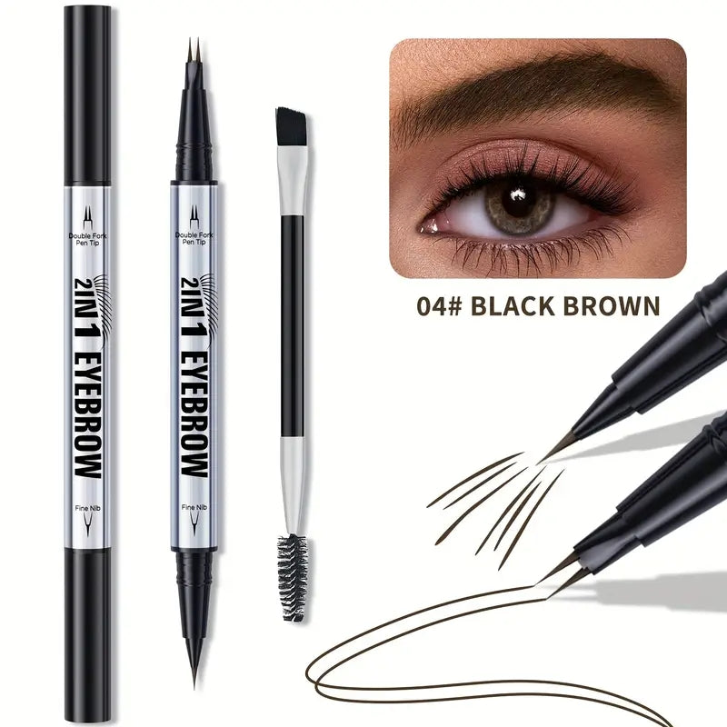 2-in-1 Waterproof Eyebrow Pencil,Waterproof Natural Eye Brow Pencils for Women, Non Dry Out and Last All Day