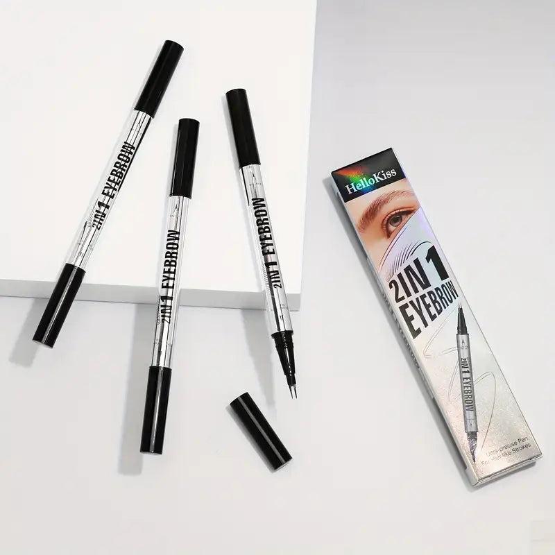 2-in-1 Waterproof Eyebrow Pencil,Waterproof Natural Eye Brow Pencils for Women, Non Dry Out and Last All Day