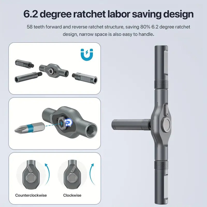 VMAN TOOLS 25in 1 Chrome Vanadium Steel Ratchet Screwdriver Set with Magnetic Tips Multi-Functional Household Repair Tool Kit