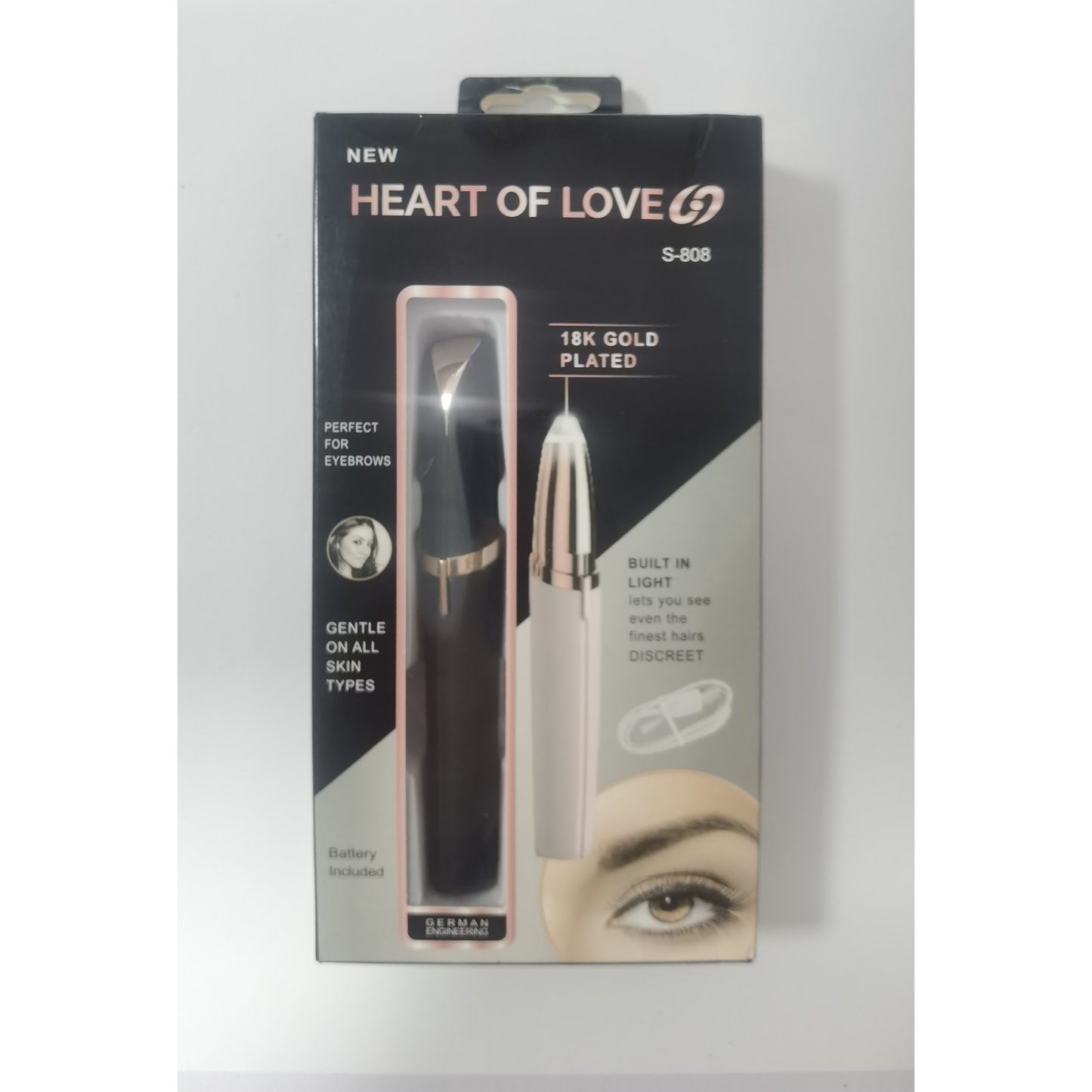 FCJ Mini Electric Eyebrow Trimmer and Lipstick Brows Pen Painless Razor Epilator with LED Light for Makeup