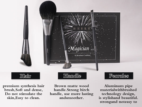 BEILI 10pcs Professional Wholesale Rose Silver Tube Synthetic Hair Vegan Luxury Makeup Brushes Set Contour Blush Brush Set