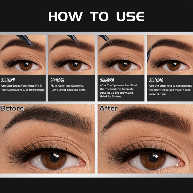 2-in-1 Waterproof Eyebrow Pencil,Waterproof Natural Eye Brow Pencils for Women, Non Dry Out and Last All Day