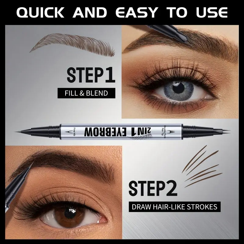2-in-1 Waterproof Eyebrow Pencil,Waterproof Natural Eye Brow Pencils for Women, Non Dry Out and Last All Day