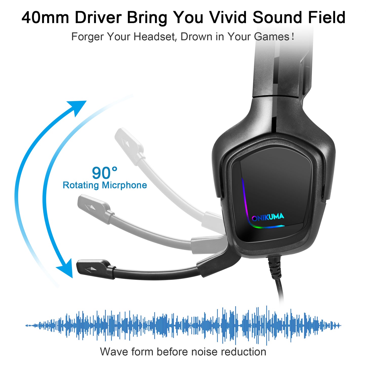 K20 Wired Headphones with Microphone RGB Light Gaming Headsets Noise Cancelling Earphones for Xbox One for PS4 Headset Gamer