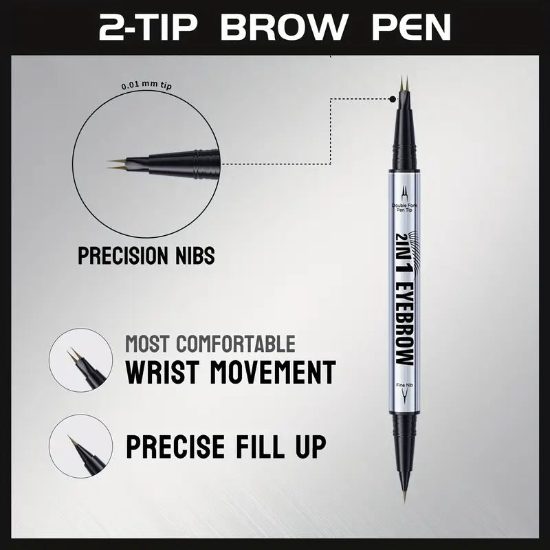 2-in-1 Waterproof Eyebrow Pencil,Waterproof Natural Eye Brow Pencils for Women, Non Dry Out and Last All Day