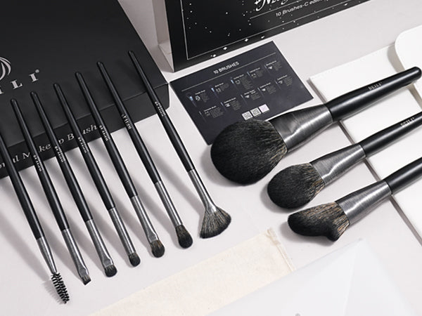 BEILI 10pcs Professional Wholesale Rose Silver Tube Synthetic Hair Vegan Luxury Makeup Brushes Set Contour Blush Brush Set