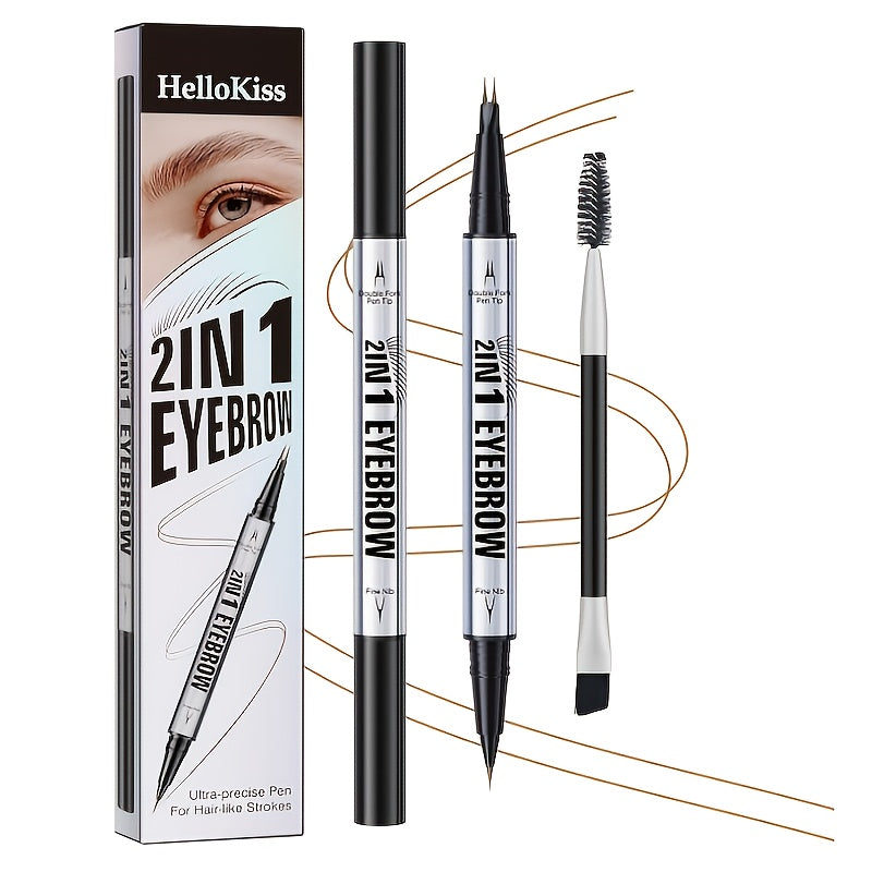 2-in-1 Waterproof Eyebrow Pencil,Waterproof Natural Eye Brow Pencils for Women, Non Dry Out and Last All Day