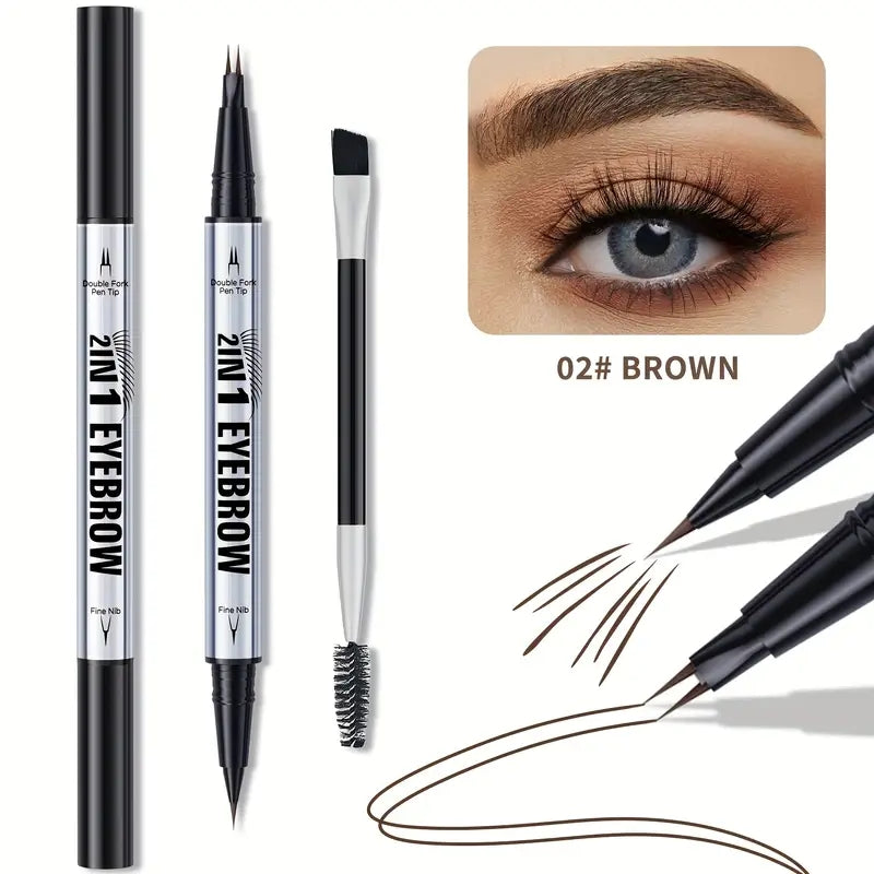 2-in-1 Waterproof Eyebrow Pencil,Waterproof Natural Eye Brow Pencils for Women, Non Dry Out and Last All Day