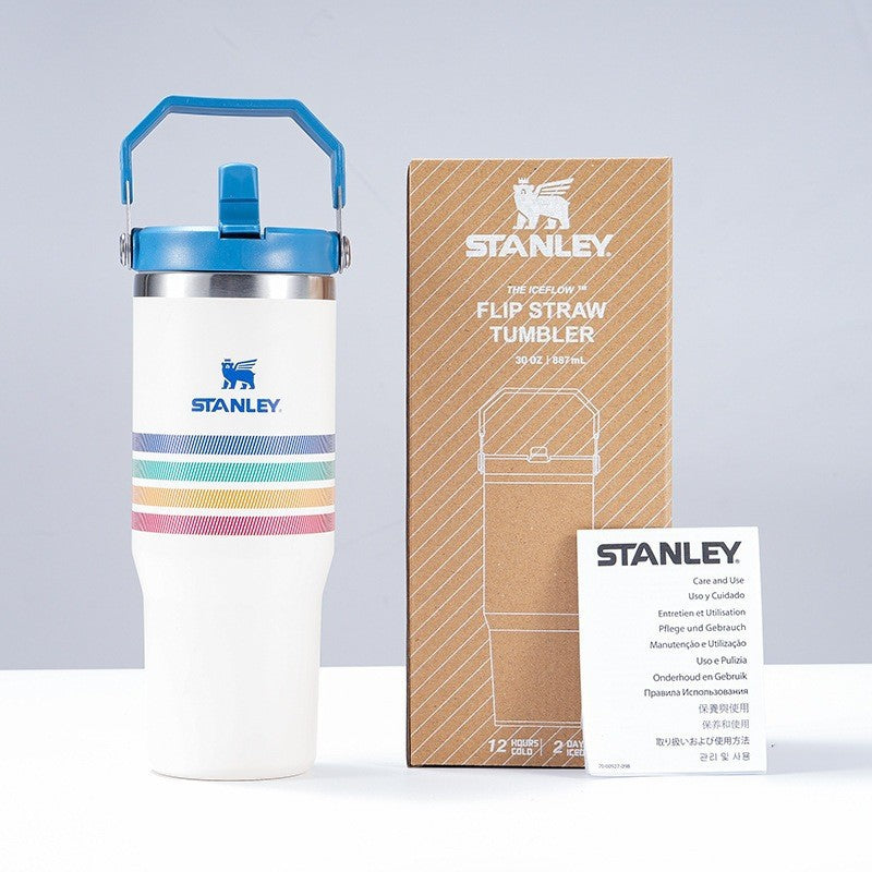 Stanley IceFlow 2.0 Flip Straw Tumbler with Handle 30 oz | Twist On Lid and Flip Up Straw | Leak Resistant Water Bottle | Insulated Stainless Steel | BPA-Free | Black 2.0