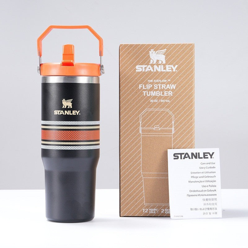 Stanley IceFlow 2.0 Flip Straw Tumbler with Handle 30 oz | Twist On Lid and Flip Up Straw | Leak Resistant Water Bottle | Insulated Stainless Steel | BPA-Free | Black 2.0