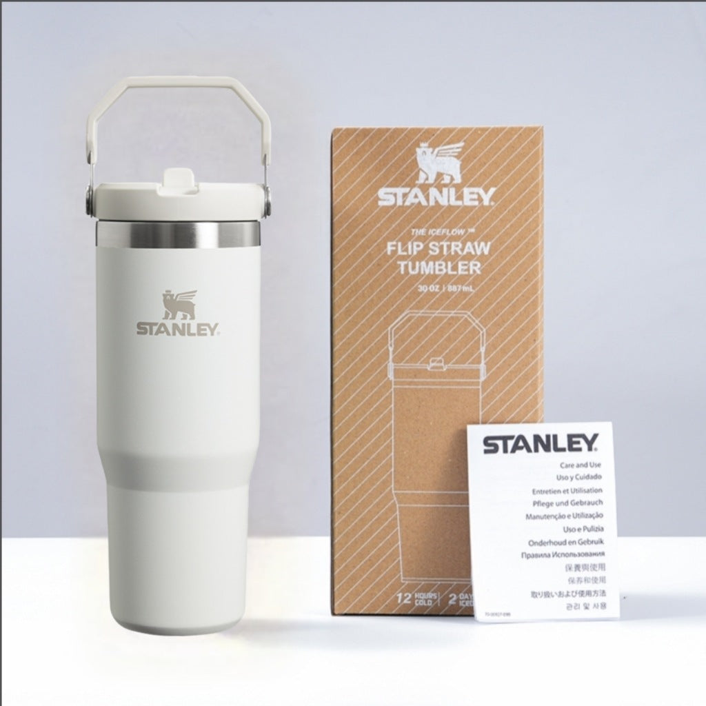 Stanley IceFlow 2.0 Flip Straw Tumbler with Handle 30 oz | Twist On Lid and Flip Up Straw | Leak Resistant Water Bottle | Insulated Stainless Steel | BPA-Free | Black 2.0