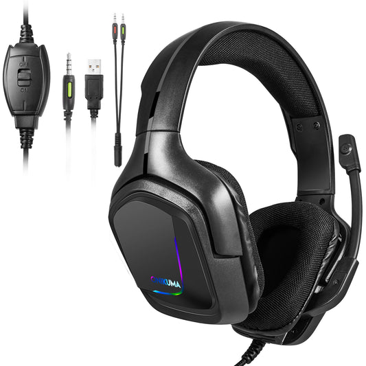 K20 Wired Headphones with Microphone RGB Light Gaming Headsets Noise Cancelling Earphones for Xbox One for PS4 Headset Gamer