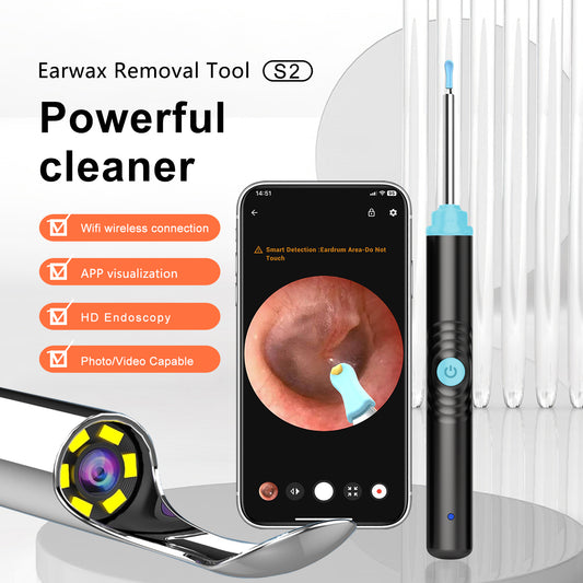 Smart Visual Ear Spoons Endoscope Tweezers Cleaner with Camera Otoscope Health Care Ear Cleaner 1296P Ultra HD Earwax Removal
