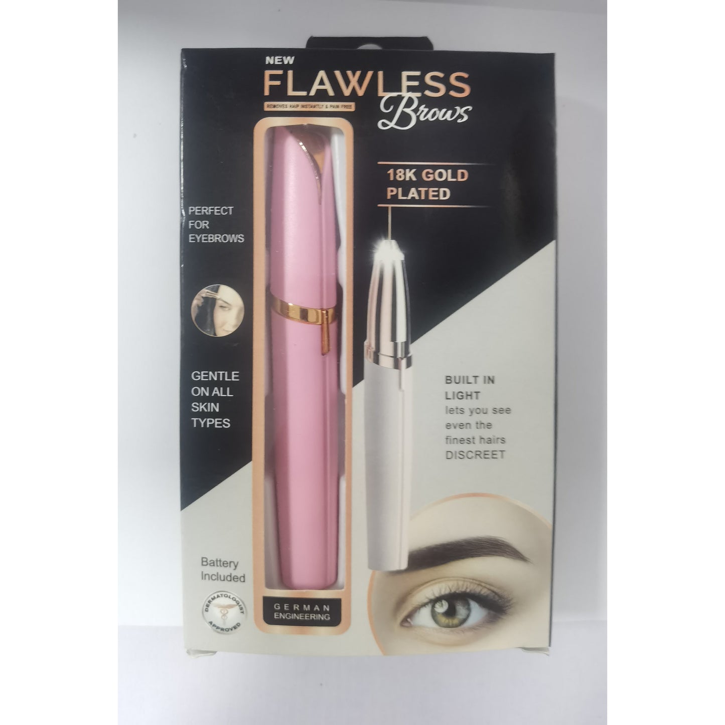 FCJ Mini Electric Eyebrow Trimmer and Lipstick Brows Pen Painless Razor Epilator with LED Light for Makeup