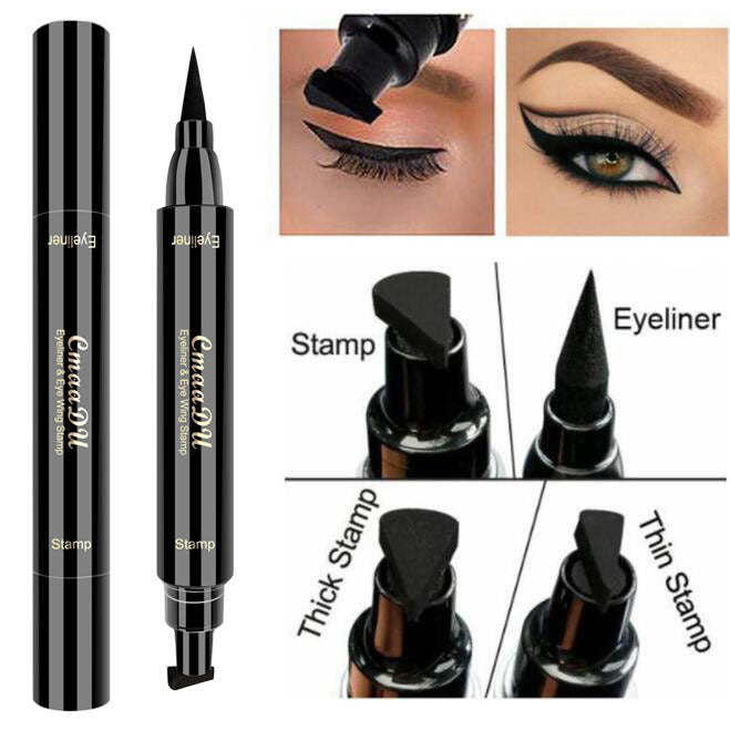 FCJ Double-Headed Wing Seal Liquid Eyeliner Pen Waterproof Pencil Form Eyeliner Stamp for Eyes