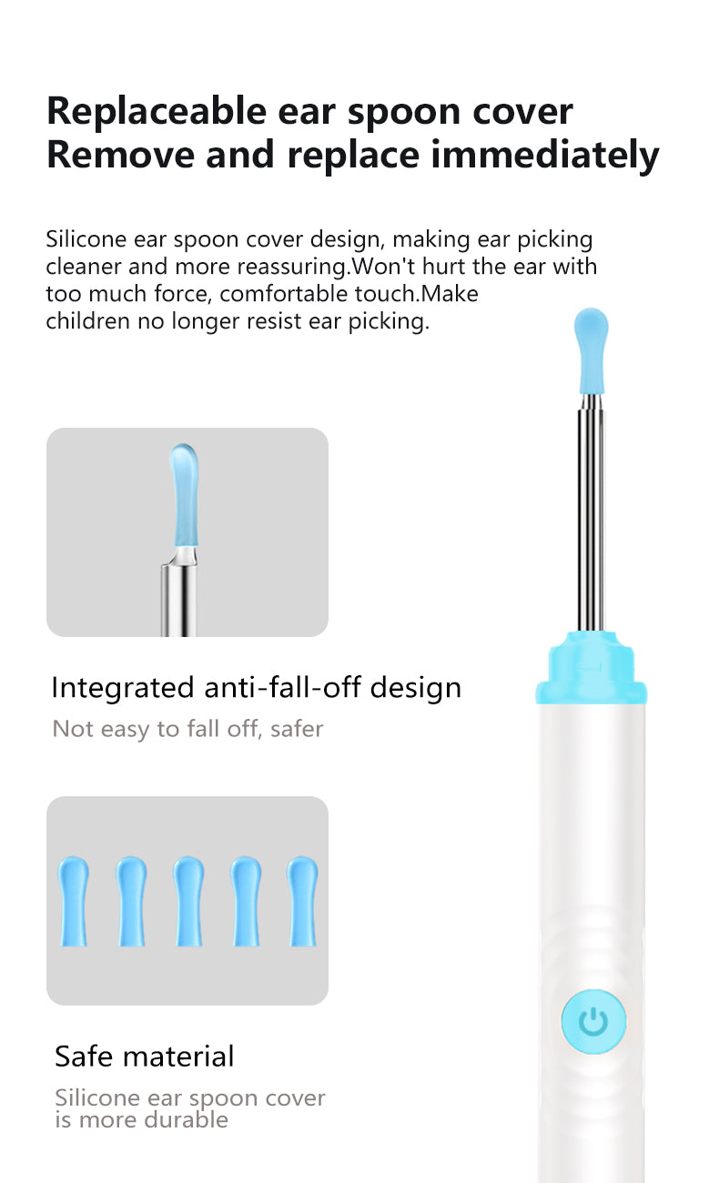Smart Visual Ear Spoons Endoscope Tweezers Cleaner with Camera Otoscope Health Care Ear Cleaner 1296P Ultra HD Earwax Removal