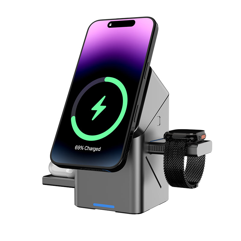 15W 3 in 1 Wireless Charging Station for iphone 16 Charger Cargador Inalambrico Magnetic Qi2  Wireless Charger Draadloze Oplader