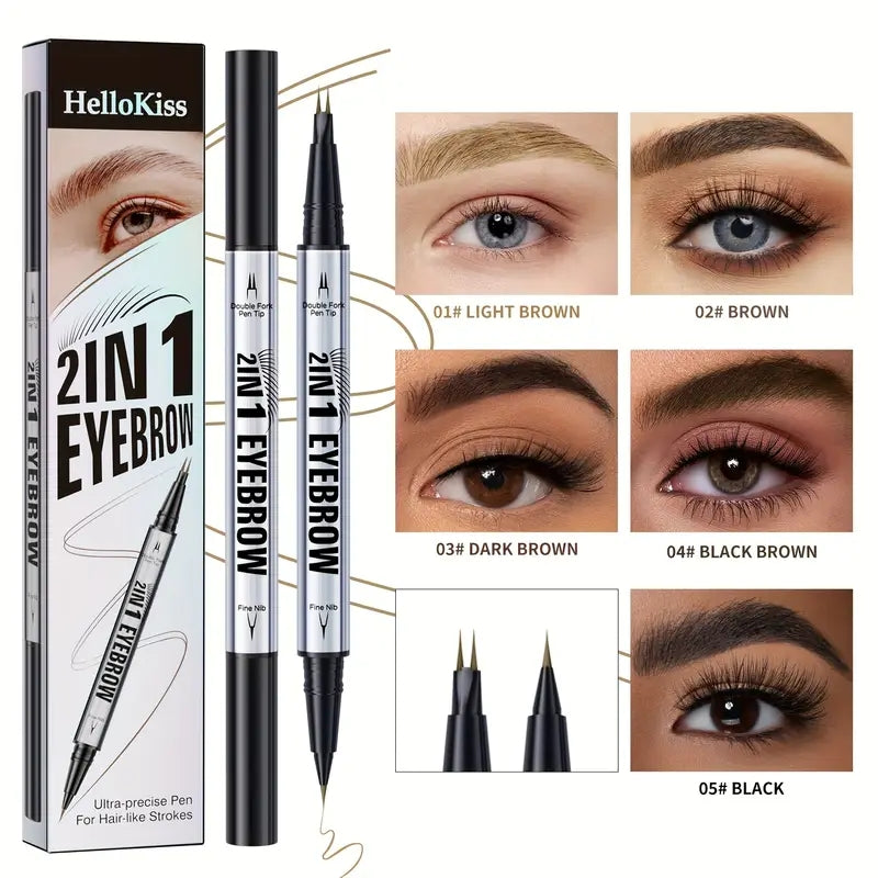 2-in-1 Waterproof Eyebrow Pencil,Waterproof Natural Eye Brow Pencils for Women, Non Dry Out and Last All Day