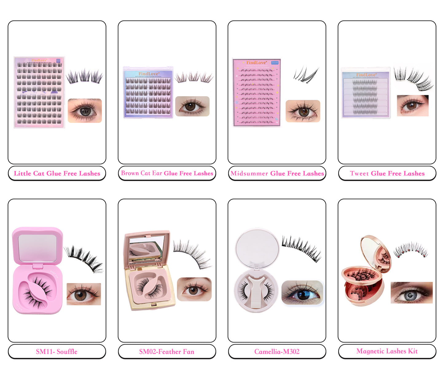 High Quality 5D Fluffy Self-Adhesive DIY Eyelashes Mixed Length False Glue Free Handmade Natural Style Pre-Bond Tweezer Set