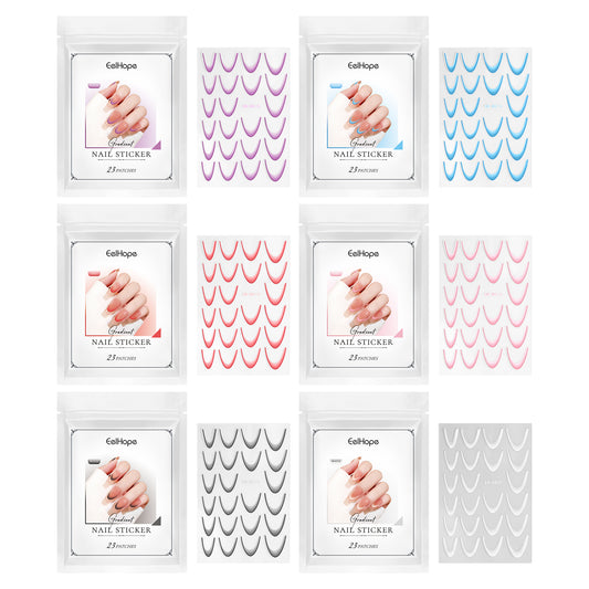 Eelhope 3D French Gradient Nail Sticker Easy Nail Decor and Beauty Personalized Design for French Gradient Nail Sliders