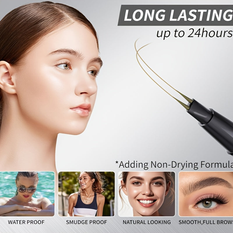 2-in-1 Waterproof Eyebrow Pencil,Waterproof Natural Eye Brow Pencils for Women, Non Dry Out and Last All Day