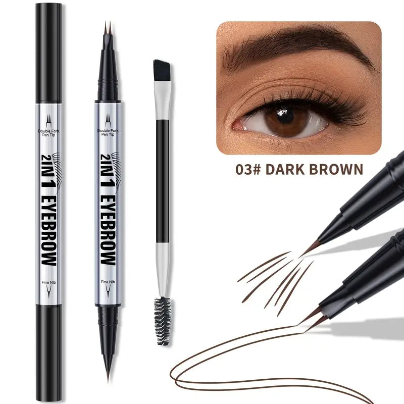 2-in-1 Waterproof Eyebrow Pencil,Waterproof Natural Eye Brow Pencils for Women, Non Dry Out and Last All Day