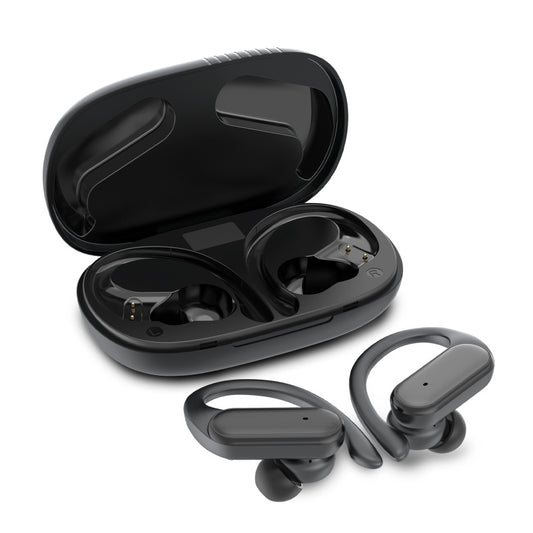 MyBat Pro Glide 5.3 True Wireless Earhooks Earbuds with Charging Case IPX5 Waterproof- Black