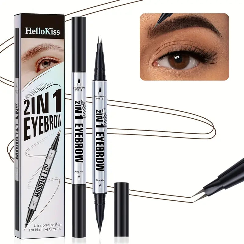 2-in-1 Waterproof Eyebrow Pencil,Waterproof Natural Eye Brow Pencils for Women, Non Dry Out and Last All Day
