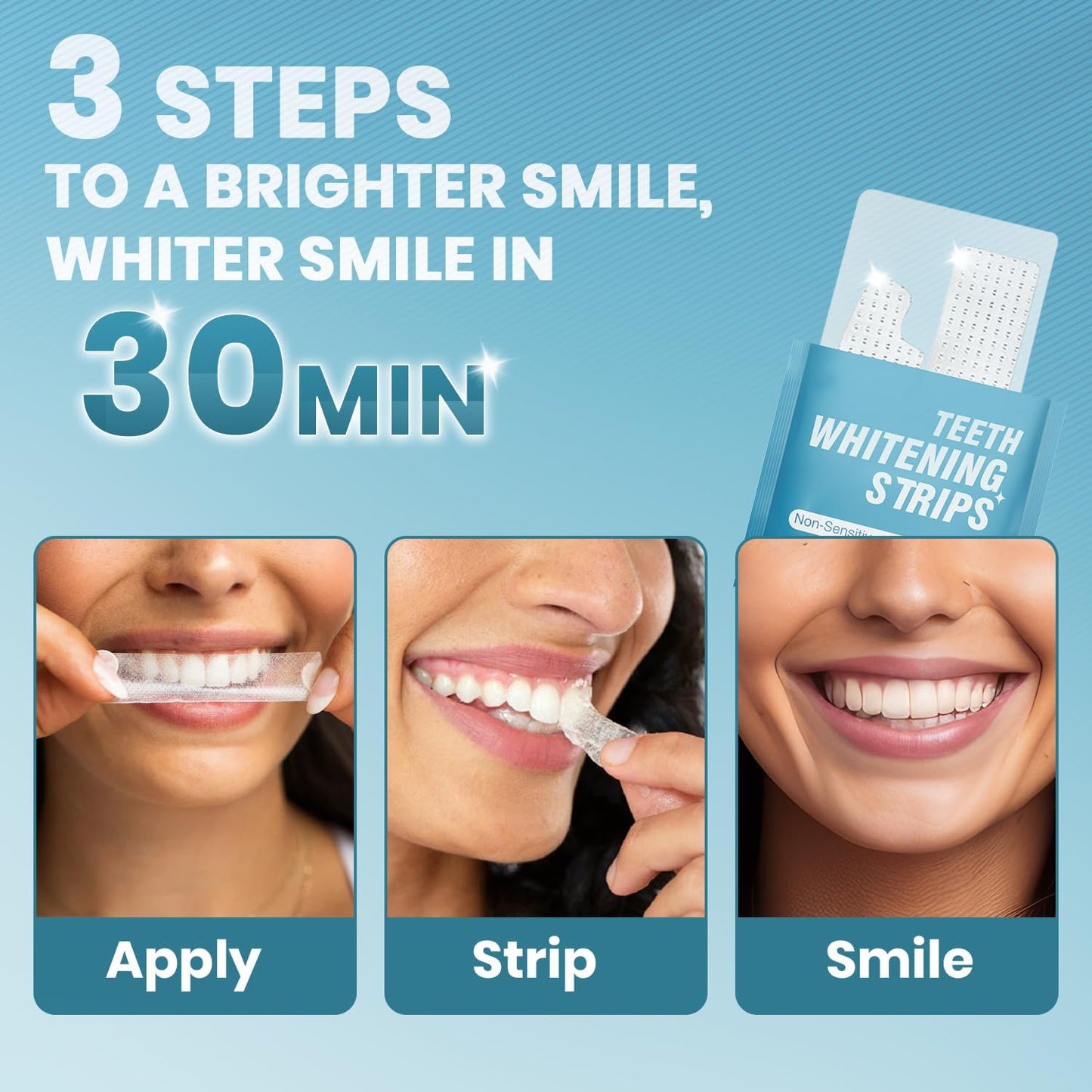 14 Treatment Instant Bright Teeth Whitening Strips - 30 Mins Express Treatment Enamel Safe & Zero Sensitivity