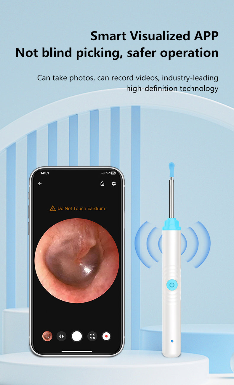 Smart Visual Ear Spoons Endoscope Tweezers Cleaner with Camera Otoscope Health Care Ear Cleaner 1296P Ultra HD Earwax Removal