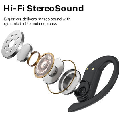 MyBat Pro Glide 5.3 True Wireless Earhooks Earbuds with Charging Case IPX5 Waterproof- Black