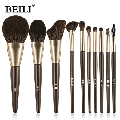 BEILI 10pcs Professional Wholesale Rose Silver Tube Synthetic Hair Vegan Luxury Makeup Brushes Set Contour Blush Brush Set