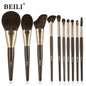 BEILI 10pcs Professional Wholesale Rose Silver Tube Synthetic Hair Vegan Luxury Makeup Brushes Set Contour Blush Brush Set