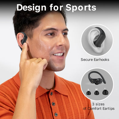 MyBat Pro Glide 5.3 True Wireless Earhooks Earbuds with Charging Case IPX5 Waterproof- Black