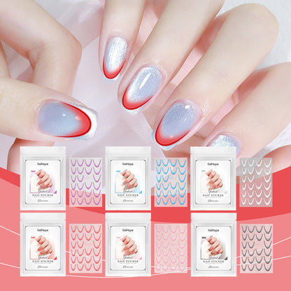 Eelhope 3D French Gradient Nail Sticker Easy Nail Decor and Beauty Personalized Design for French Gradient Nail Sliders