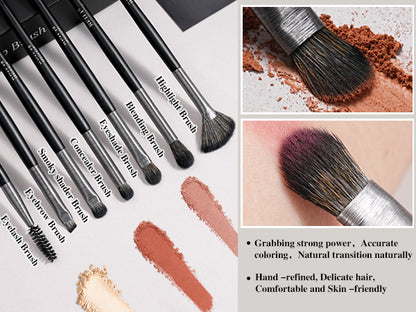 BEILI 10pcs Professional Wholesale Rose Silver Tube Synthetic Hair Vegan Luxury Makeup Brushes Set Contour Blush Brush Set