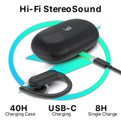 MyBat Pro Glide 5.3 True Wireless Earhooks Earbuds with Charging Case IPX5 Waterproof- Black