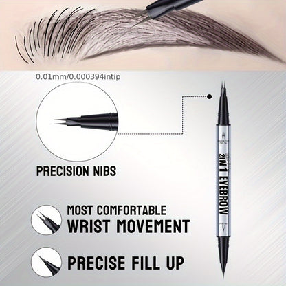 2-in-1 Waterproof Eyebrow Pencil,Waterproof Natural Eye Brow Pencils for Women, Non Dry Out and Last All Day
