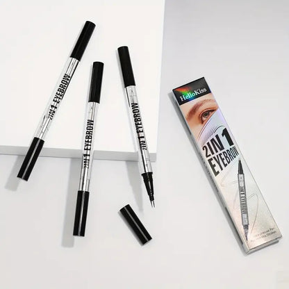 2-in-1 Waterproof Eyebrow Pencil,Waterproof Natural Eye Brow Pencils for Women, Non Dry Out and Last All Day