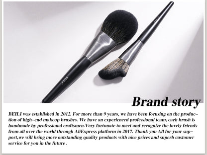 BEILI 10pcs Professional Wholesale Rose Silver Tube Synthetic Hair Vegan Luxury Makeup Brushes Set Contour Blush Brush Set