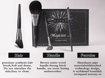 BEILI 10pcs Professional Wholesale Rose Silver Tube Synthetic Hair Vegan Luxury Makeup Brushes Set Contour Blush Brush Set
